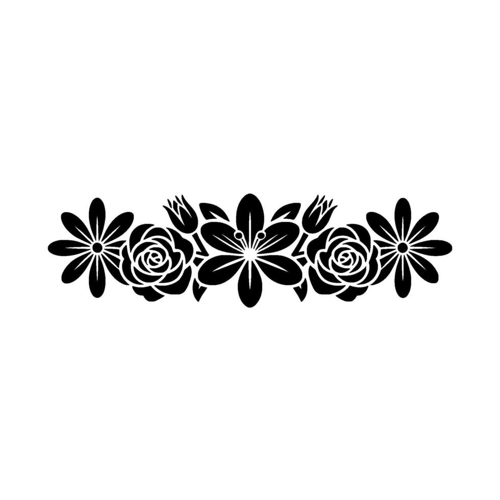 Elegant Black Floral Border on White Background - Lily vector