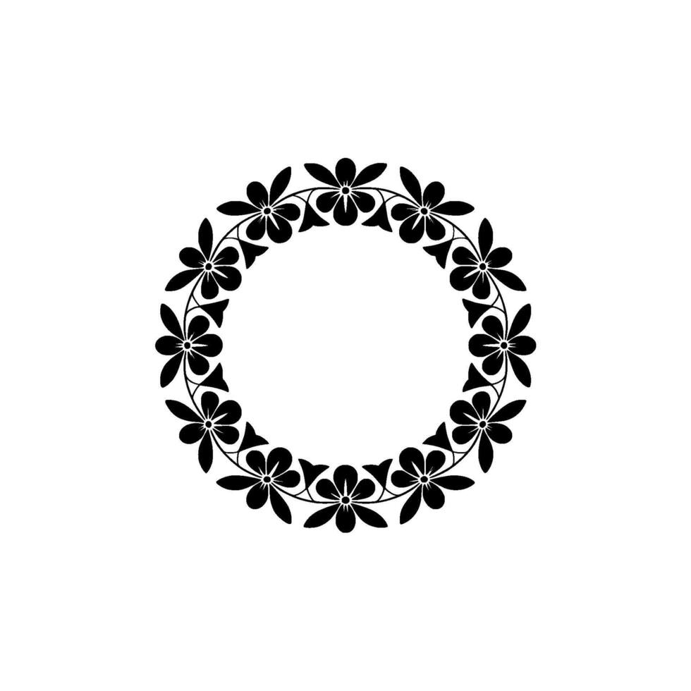 Elegant Floral Wreath Black and White Element vector