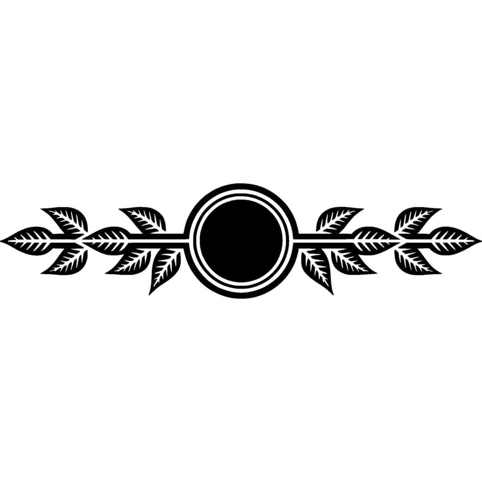 Minimalist Laurel Wreath Crest in Black and White vector