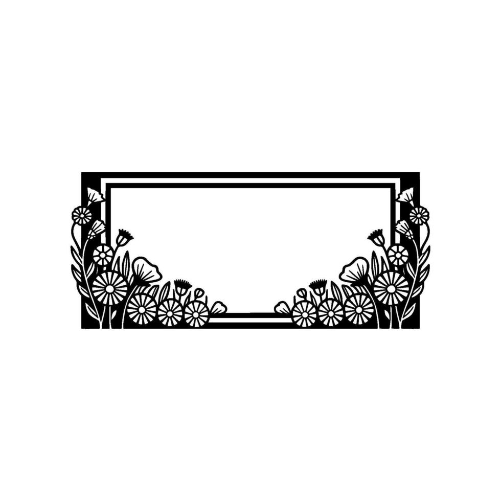 Floral Frame Silhouette with Blank Space, Botanical vector