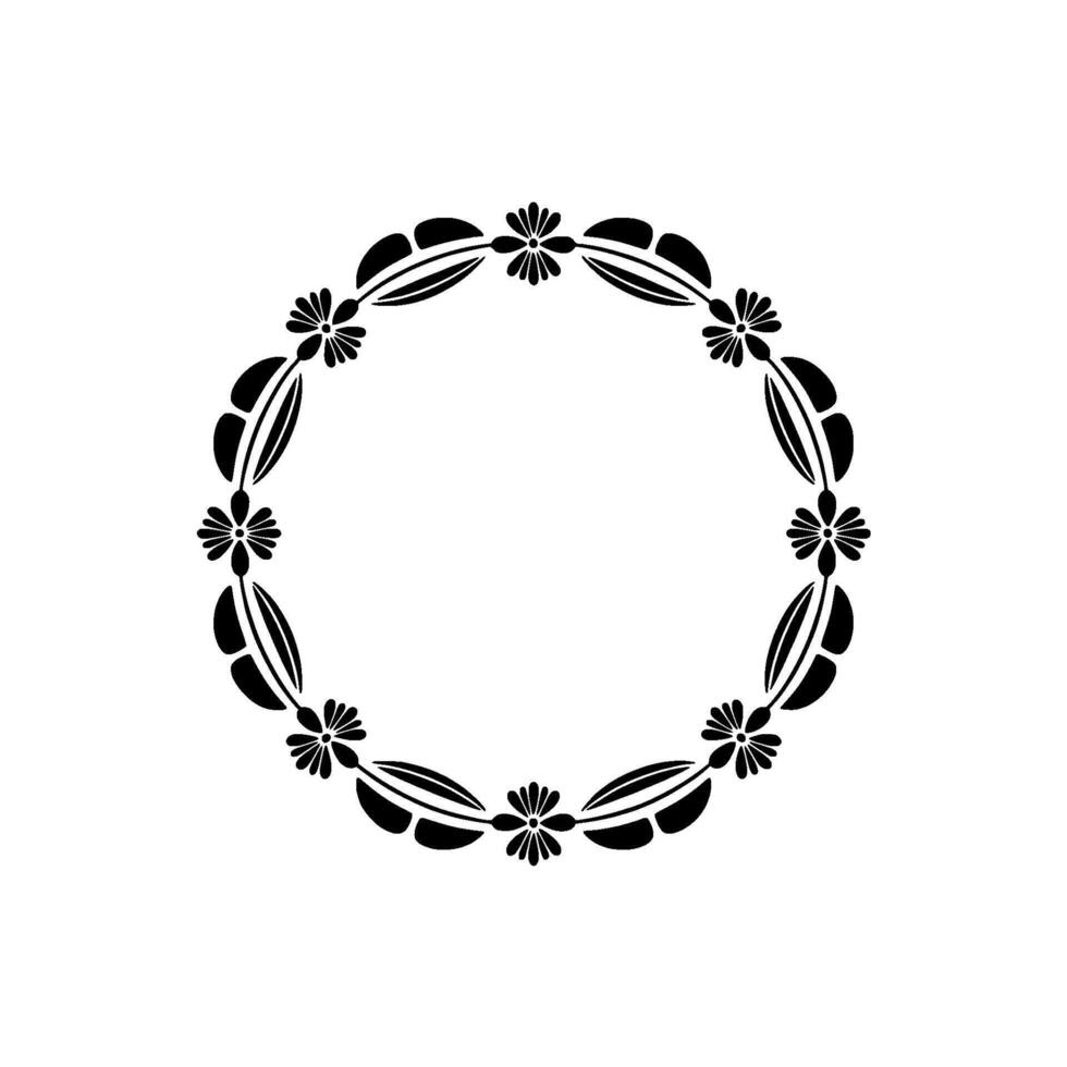 Elegant Black Floral Wreath on a White Background vector