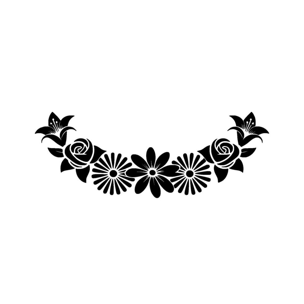 Elegant Black Floral Arch Element on White Background vector
