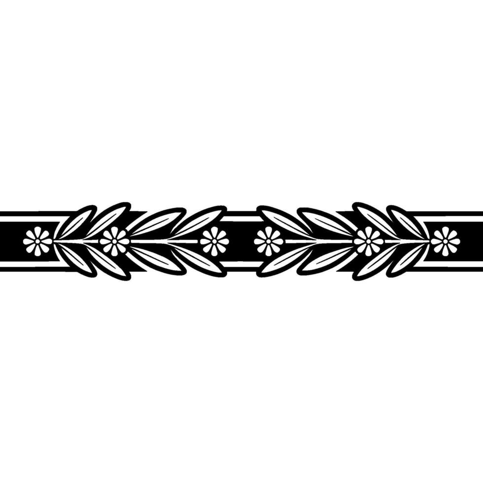 Elegant Floral Border in Black and White, Decorative Element, Leaf vector