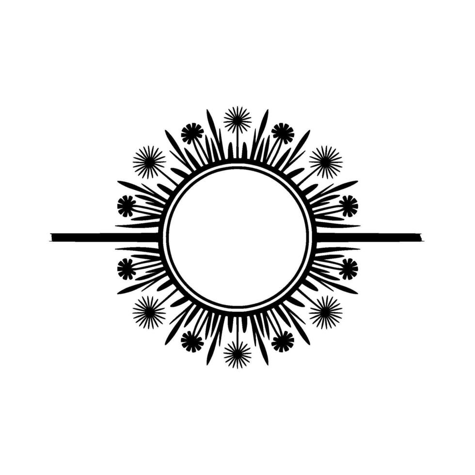 Elegant Floral Frame with Blank Circle Minimalist on White vector