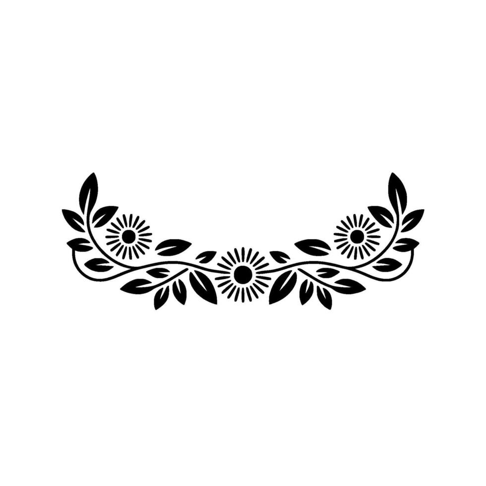 Elegant Floral Black and White Leafy Element vector
