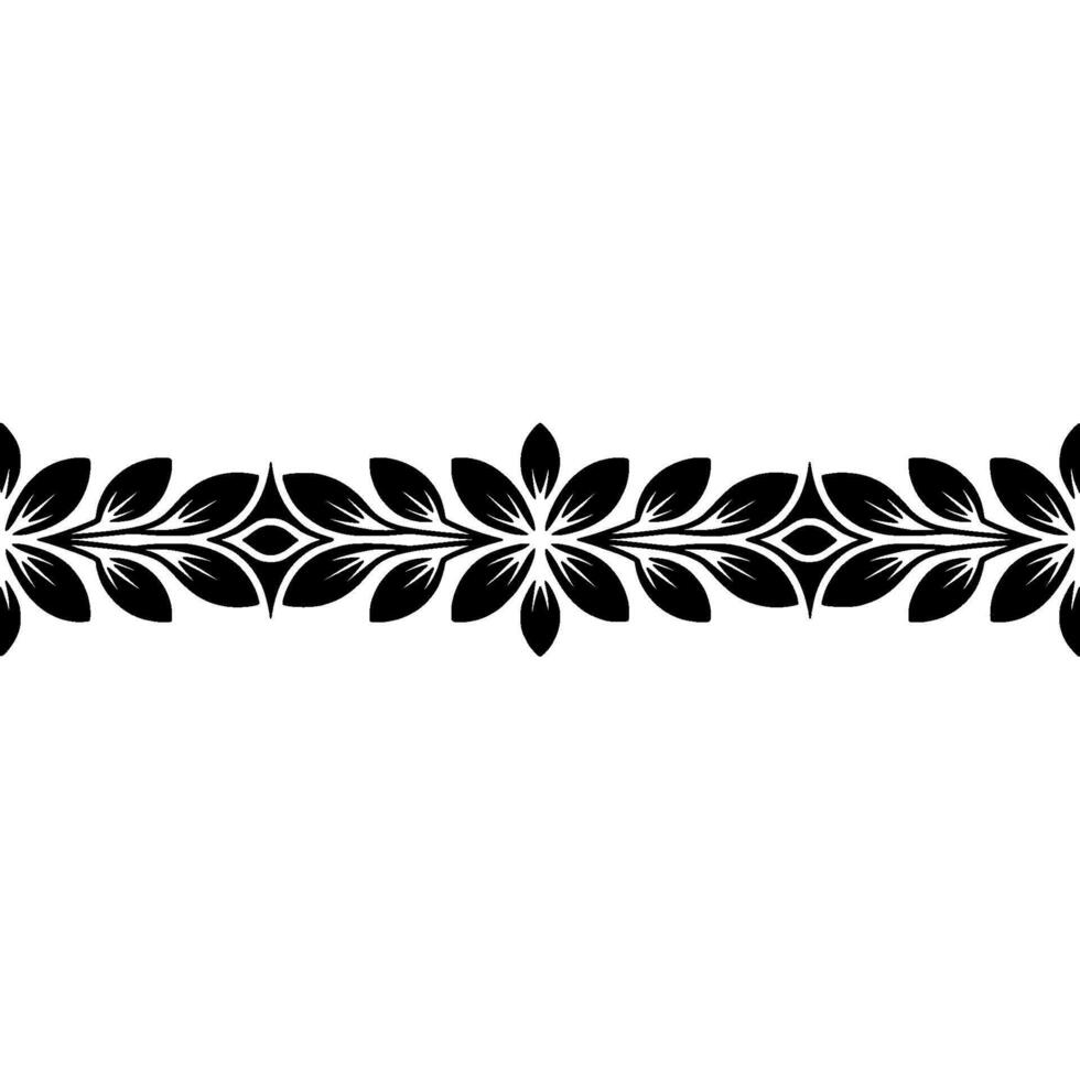 Elegant Black Floral Border on White Minimalist, Seamless vector