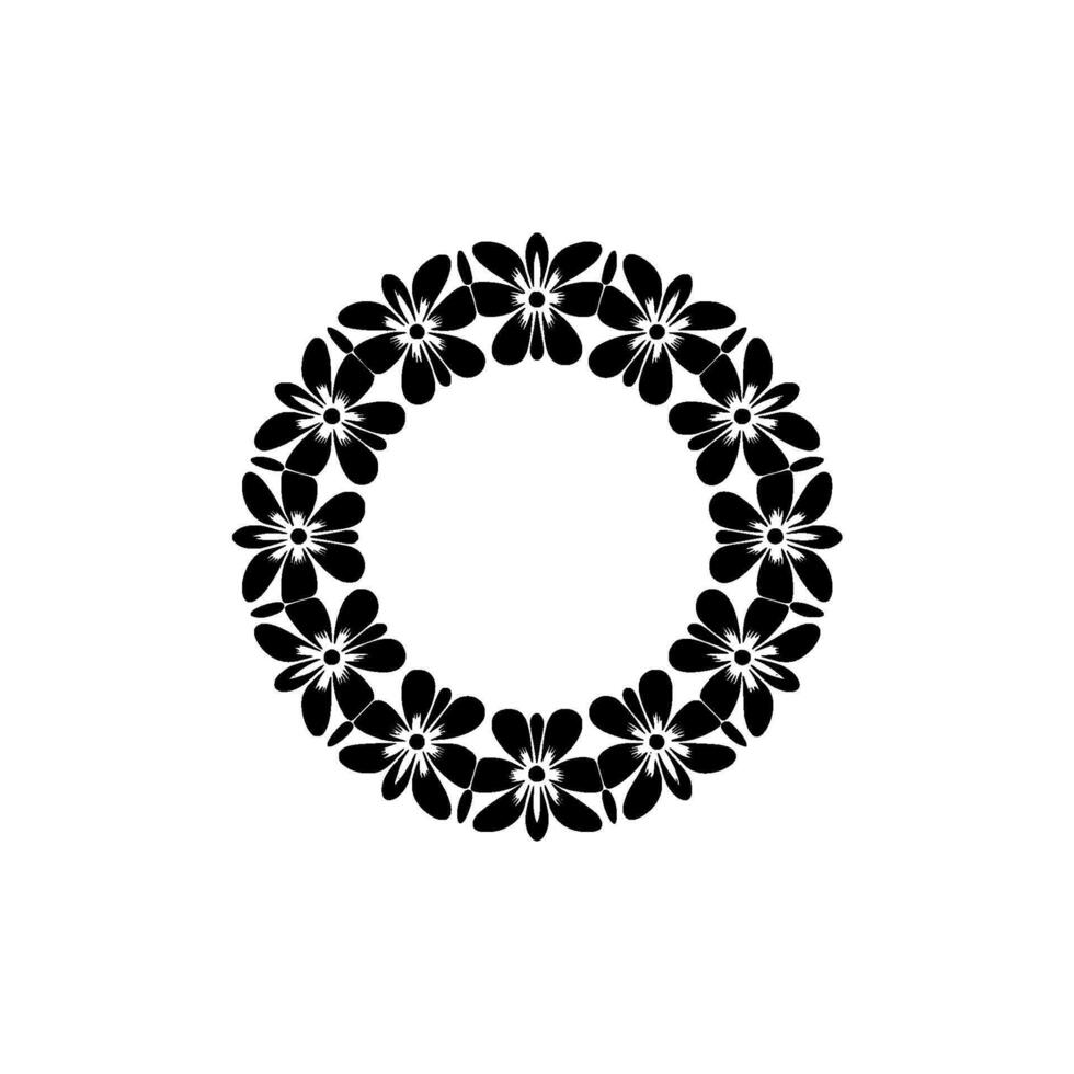 Elegant Floral Wreath - Minimalist Black and White vector