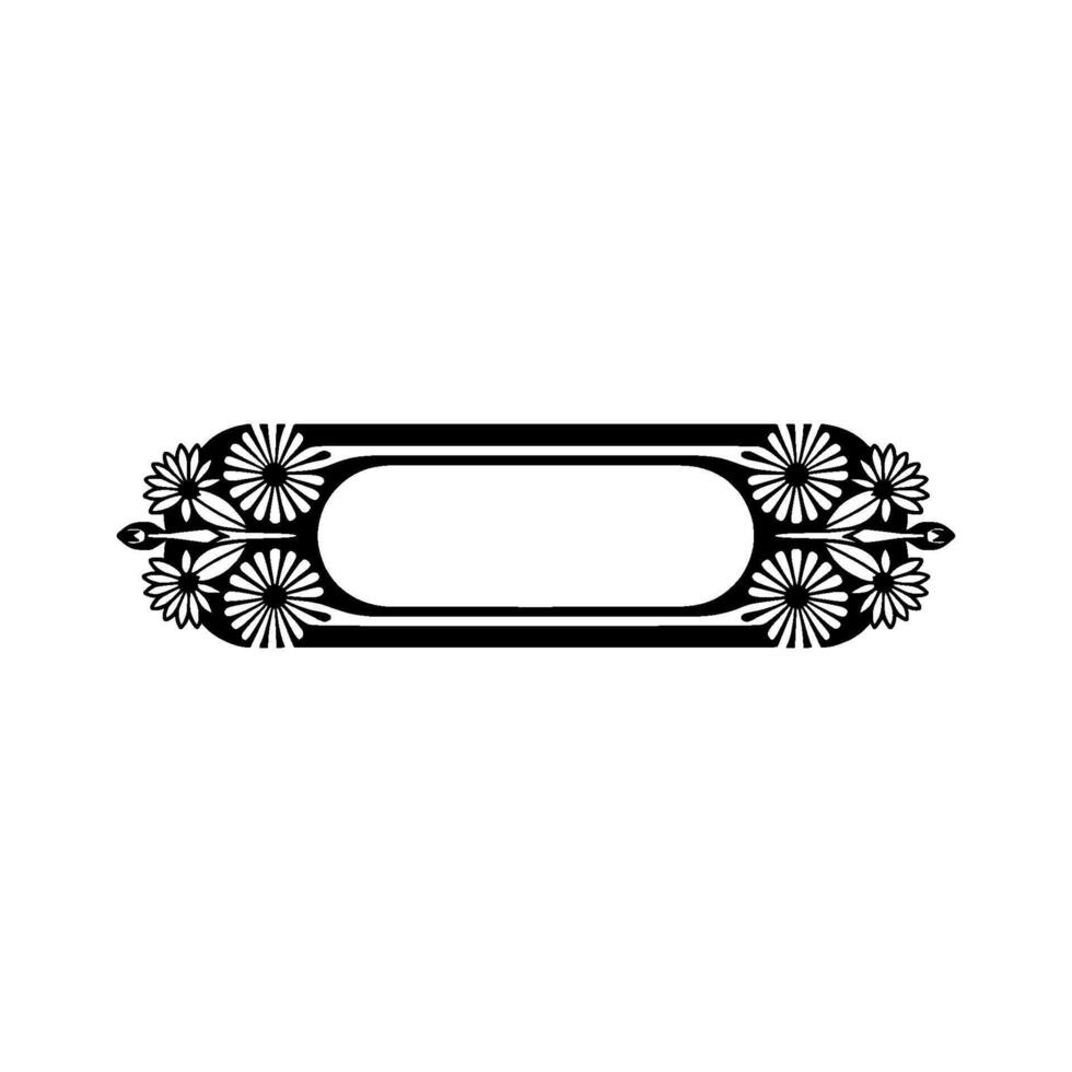 Floral Frame Silhouetted on White Minimalist Element vector