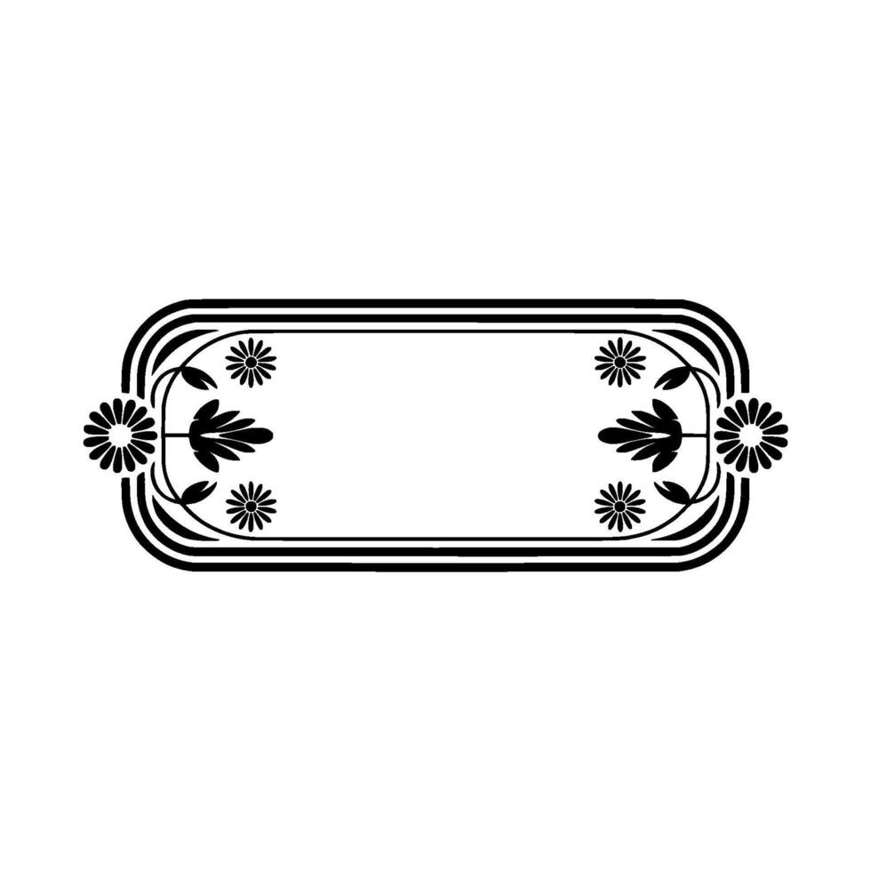 Elegant Floral Frame, Black and White, Border vector