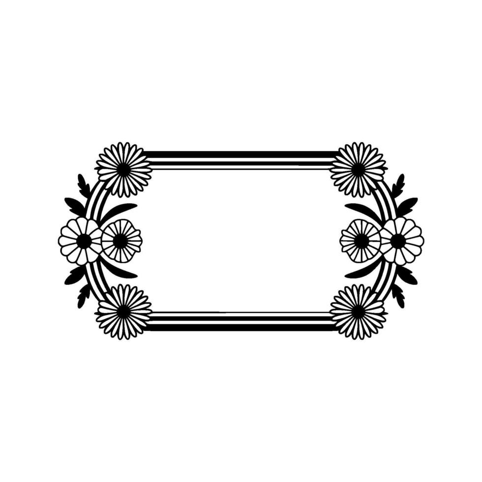 Floral Frame, Black and White, Vintage Element vector