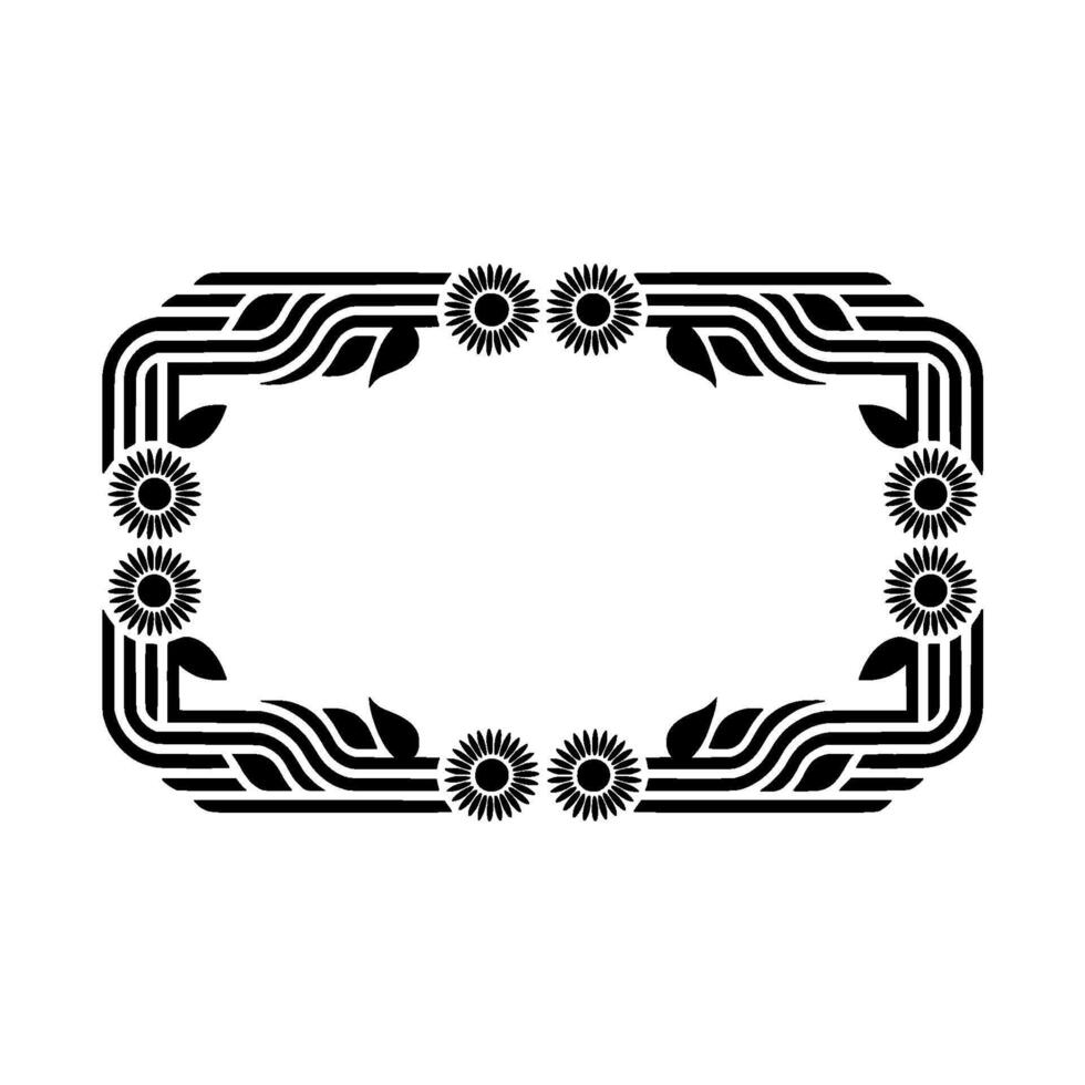 Elegant Black White Floral Frame Geometric for Invitations vector