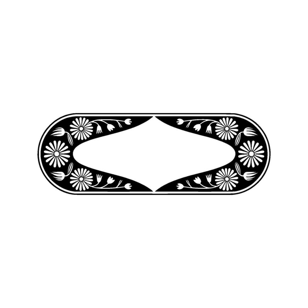 Floral Frame Black White Decorative Oval Shape vector
