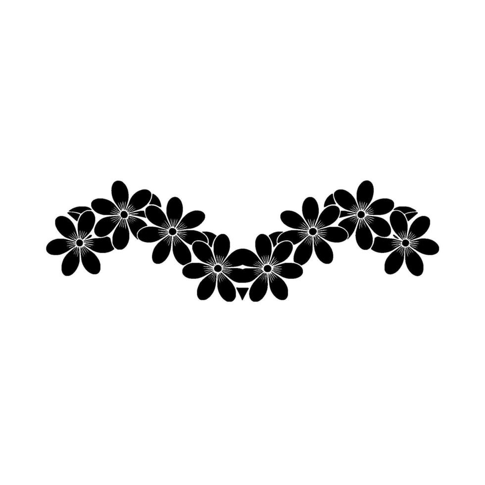 Minimalist Black Floral Wreath on White Element vector