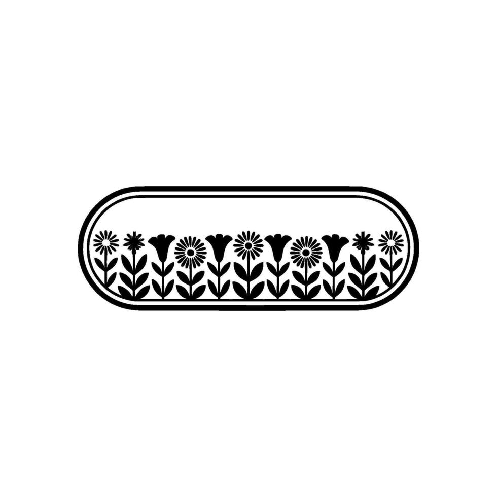 Minimalist Floral Border - Black and White vector