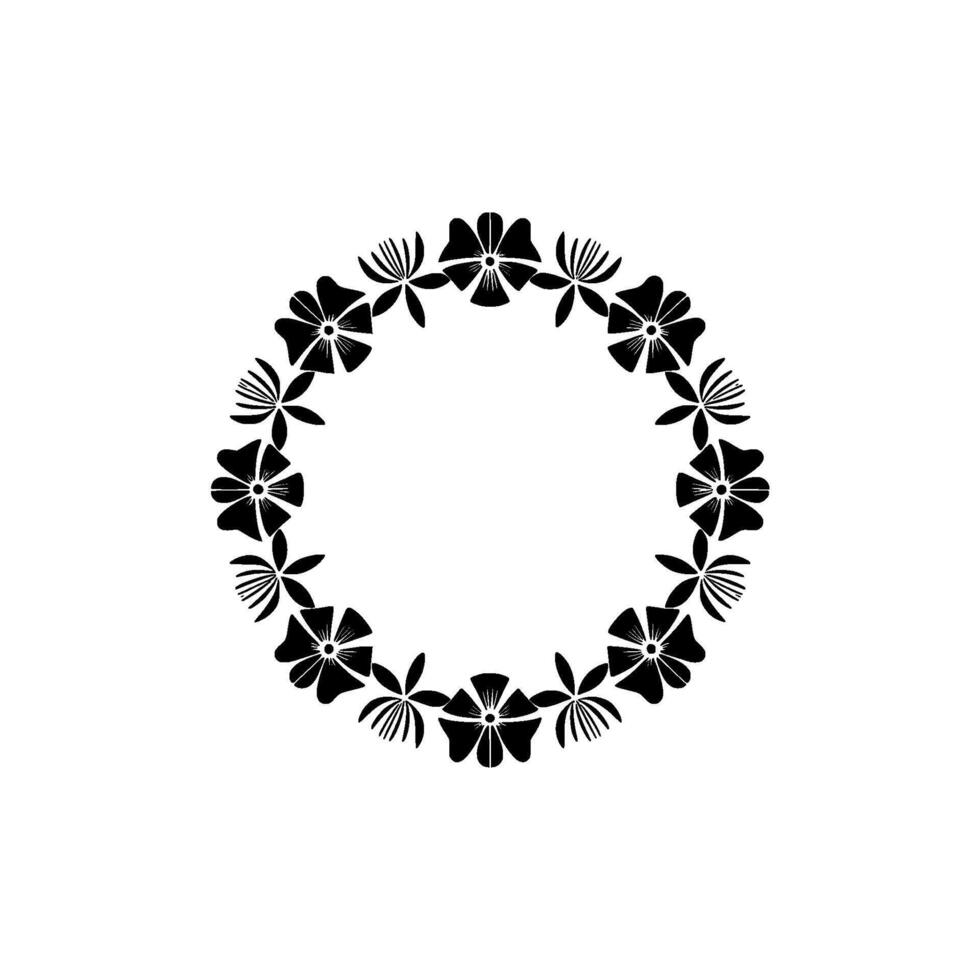 Black Floral Wreath on White Minimalist Element for Invitations vector