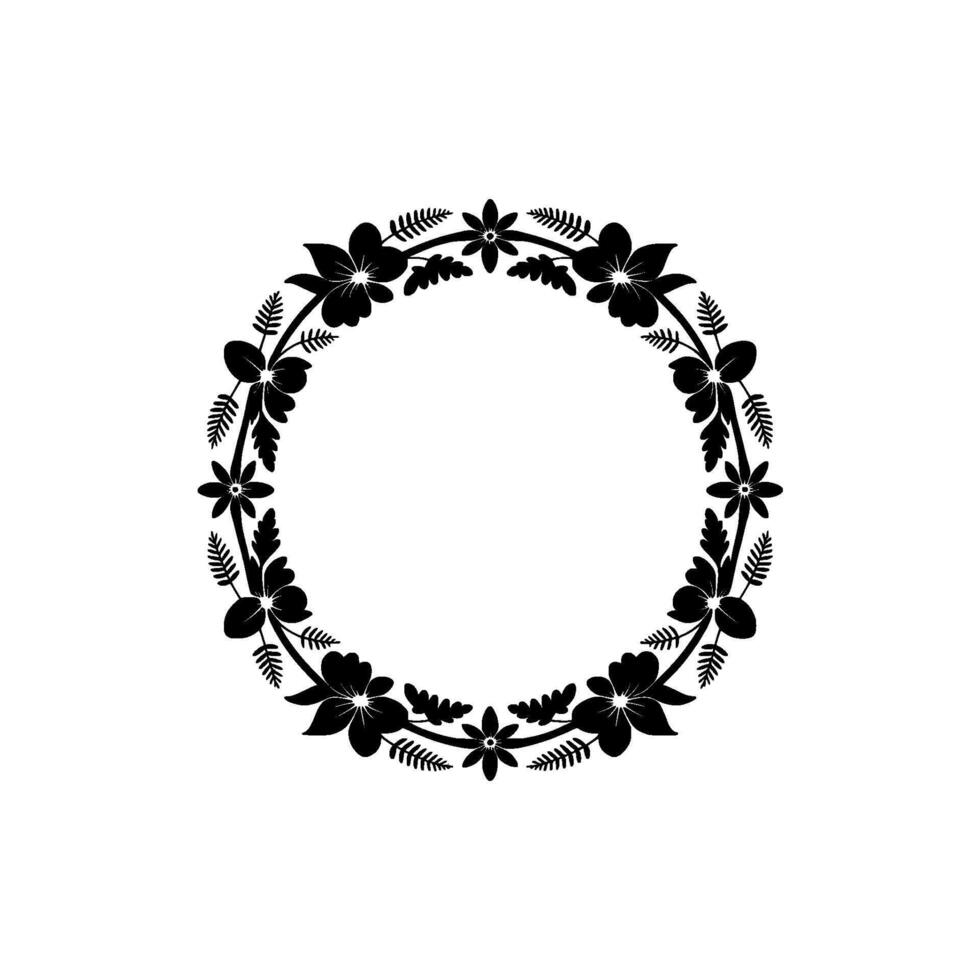 Black Floral Wreath on White Elegant, Minimalist Element vector