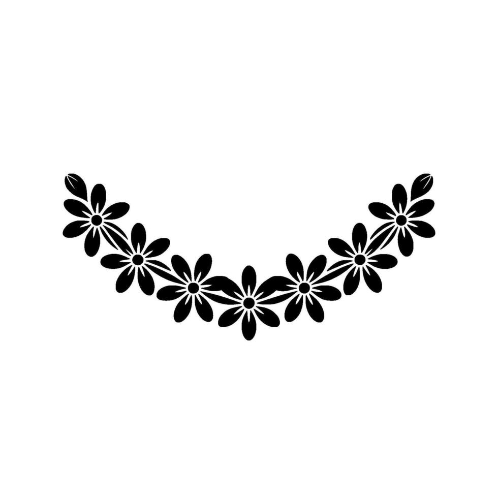 Floral Semicircle Border in Black White, Minimalist vector