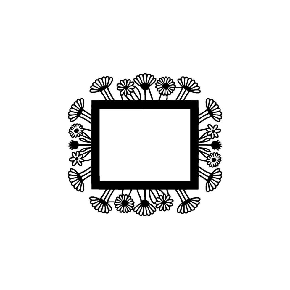 Floral Frame with Blank Space, Elegant Black and White vector