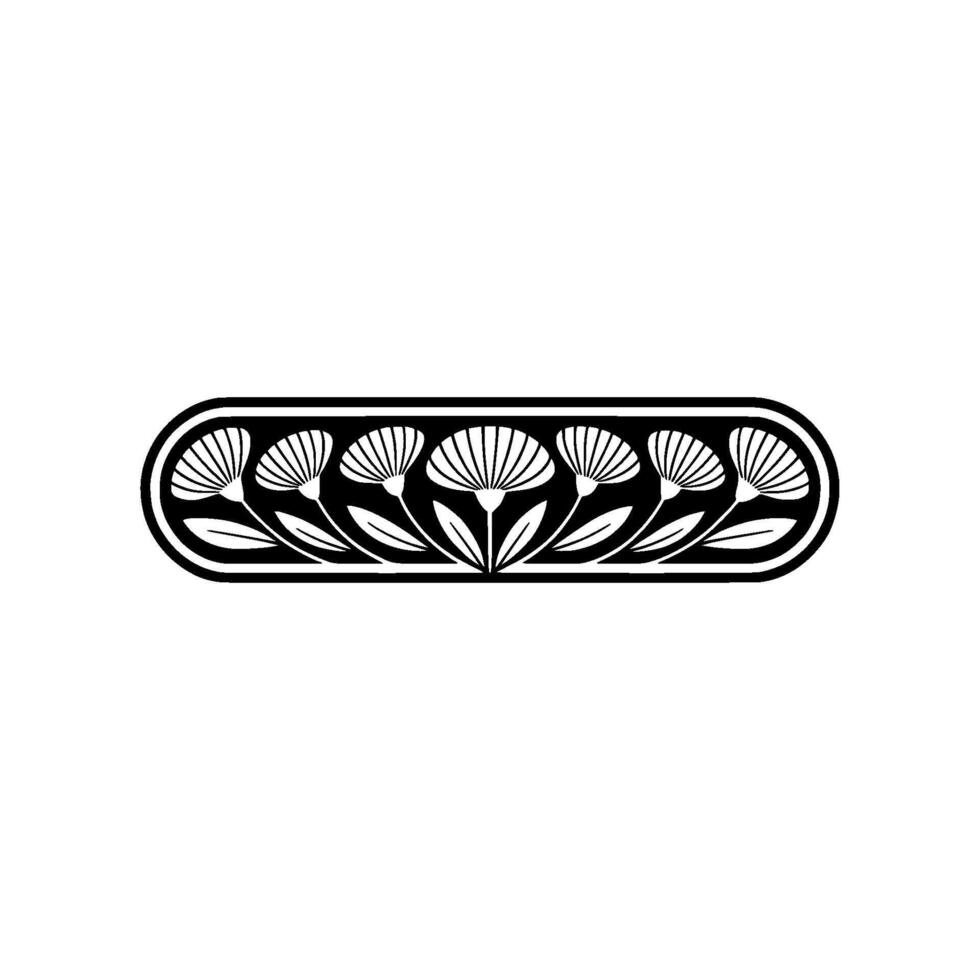 Geometric Floral Border, Elegant Black and White vector