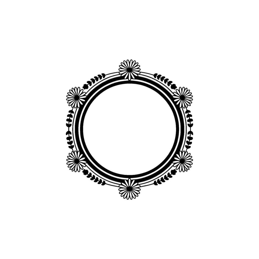 Elegant Floral Circle Frame in Minimalist Style vector