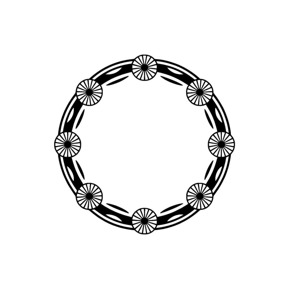 Geometric Circle Ornament, Black White, Minimalist vector
