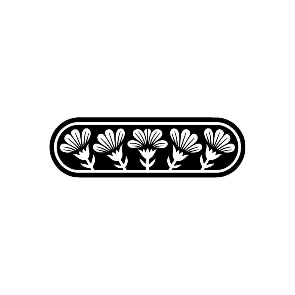 Floral Border , Black and White Minimalist Element vector