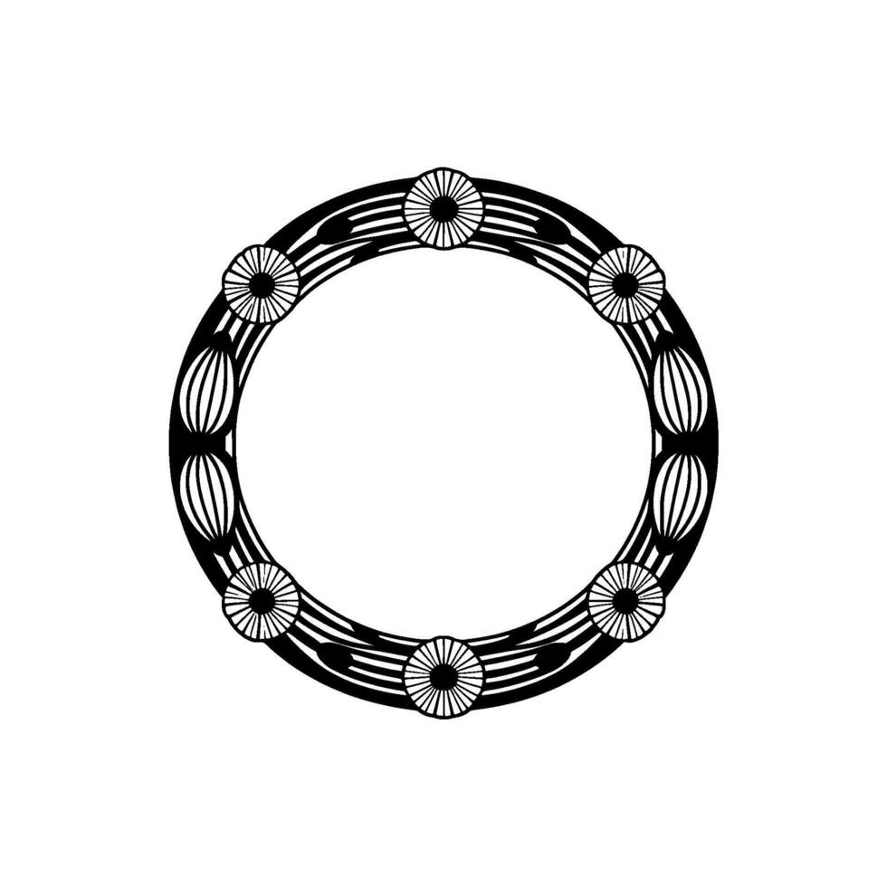 Art Deco Circular Frame Element in Black and White vector