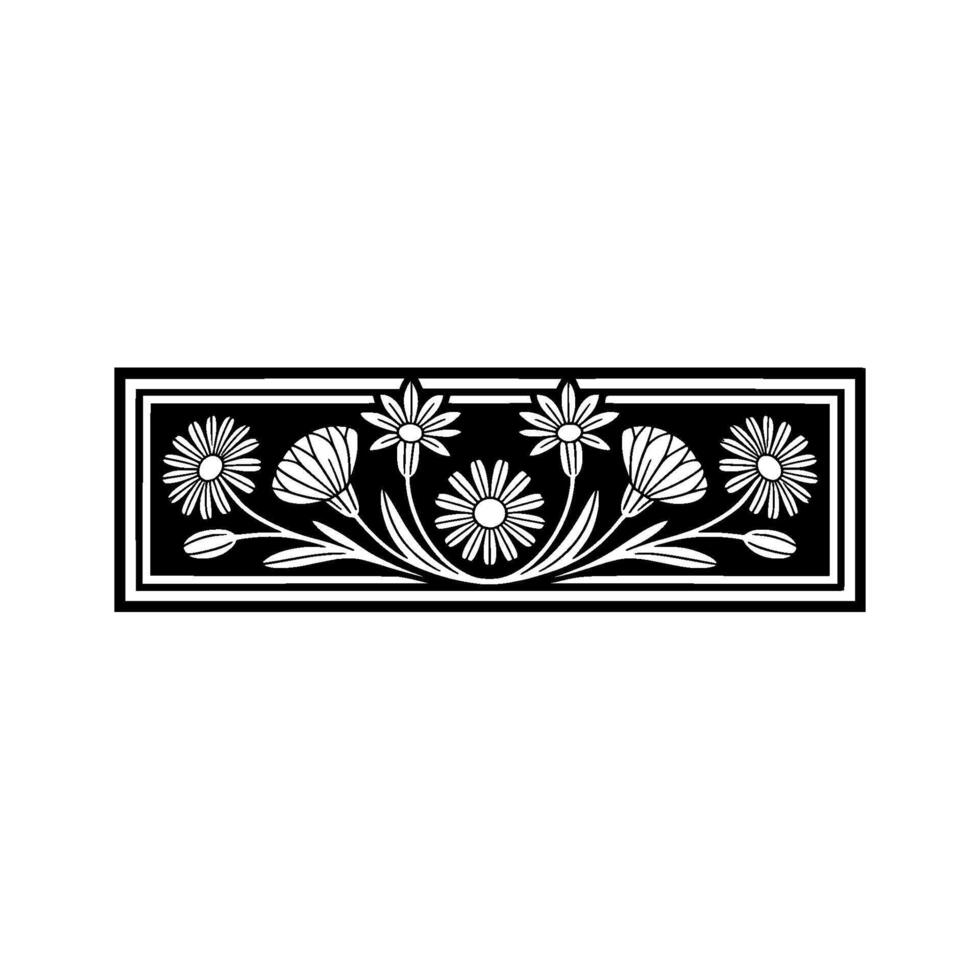 Art Nouveau Floral Border - Monochrome , Elegant and Decorative vector