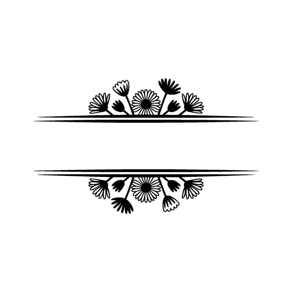 Floral Divider Ornament, Black and White vector