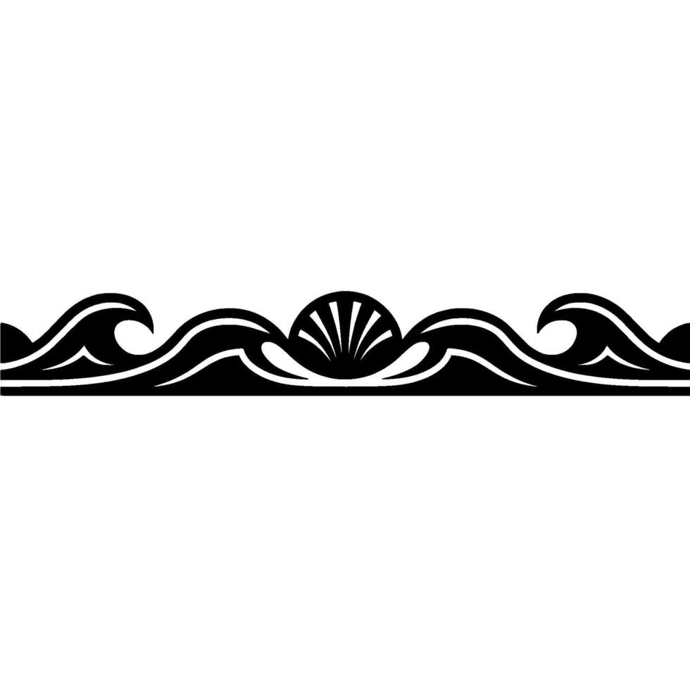 Decorative Wave and Shell Border, Black vector