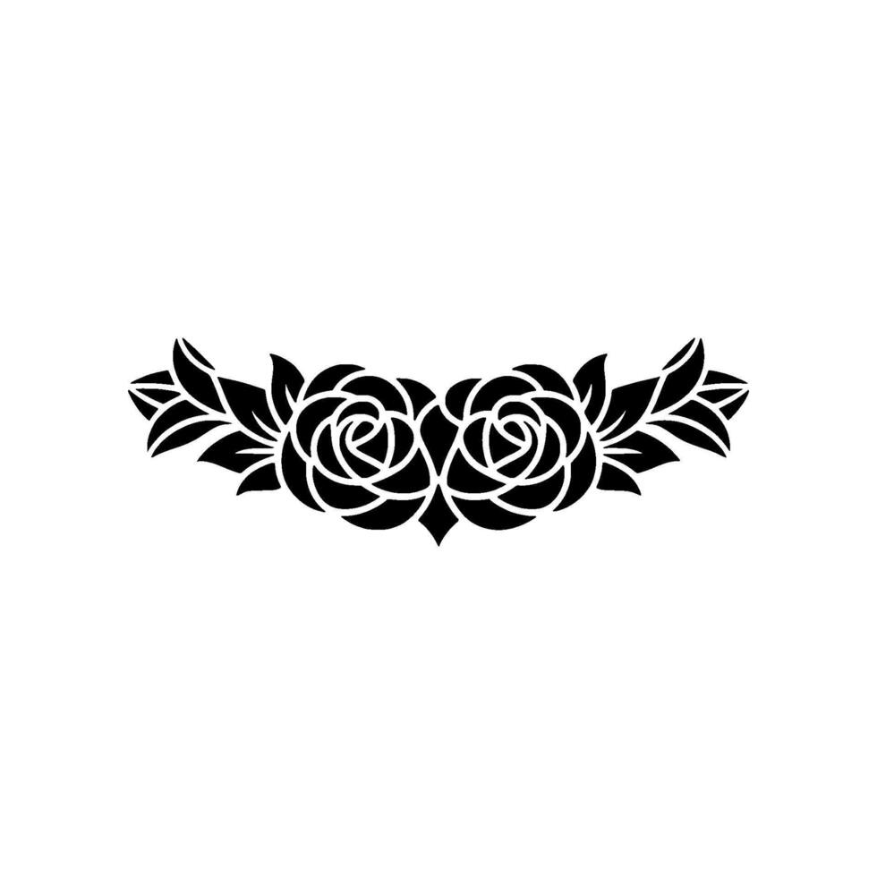 Elegant Rose Arrangement Silhouette on White Background vector