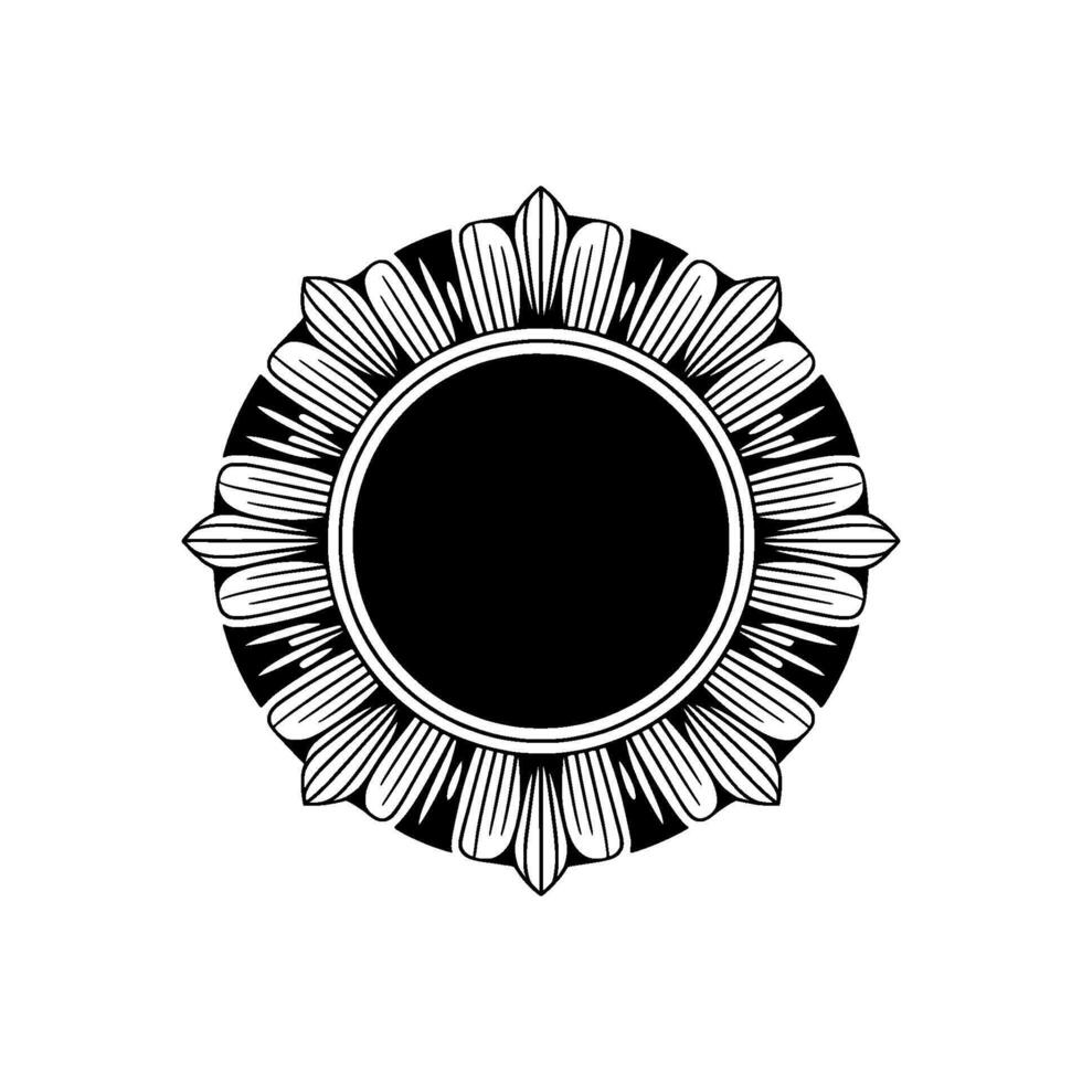 Elegant Floral Frame with Black Center on White Background vector