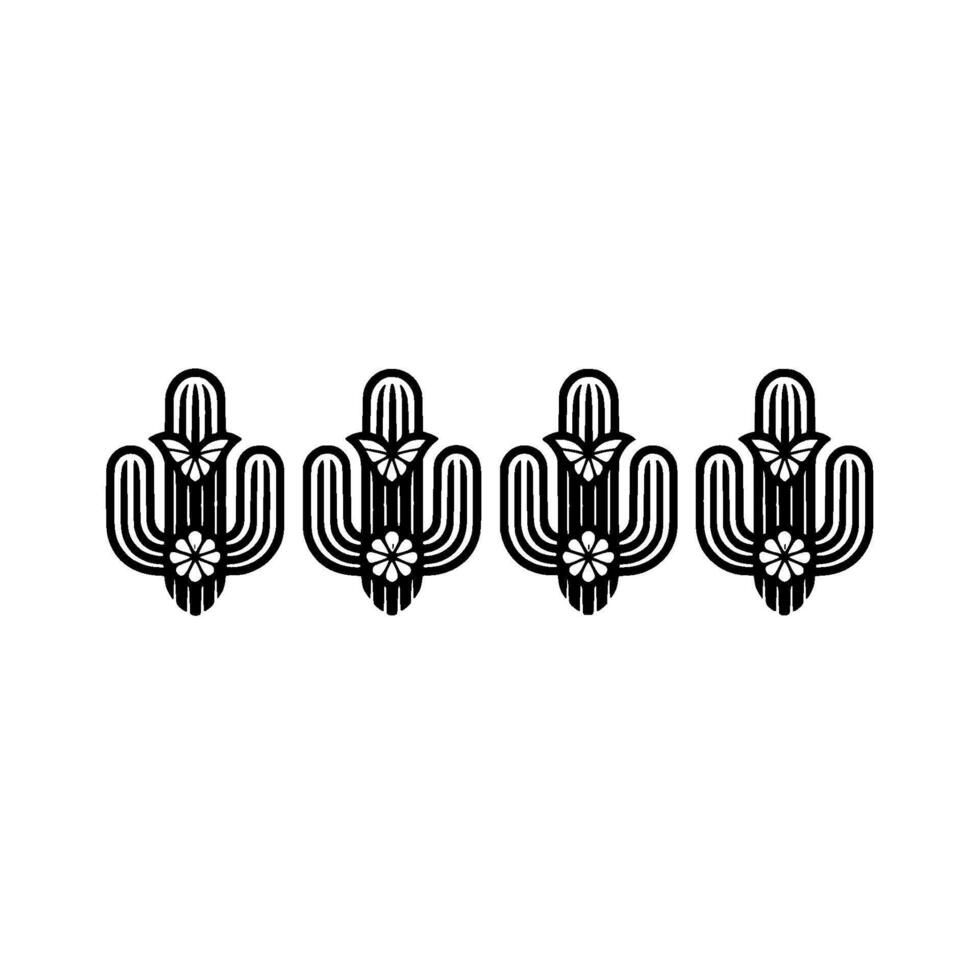 Minimalist Desert Cactus Pattern in Black, Geometric on Light Background vector