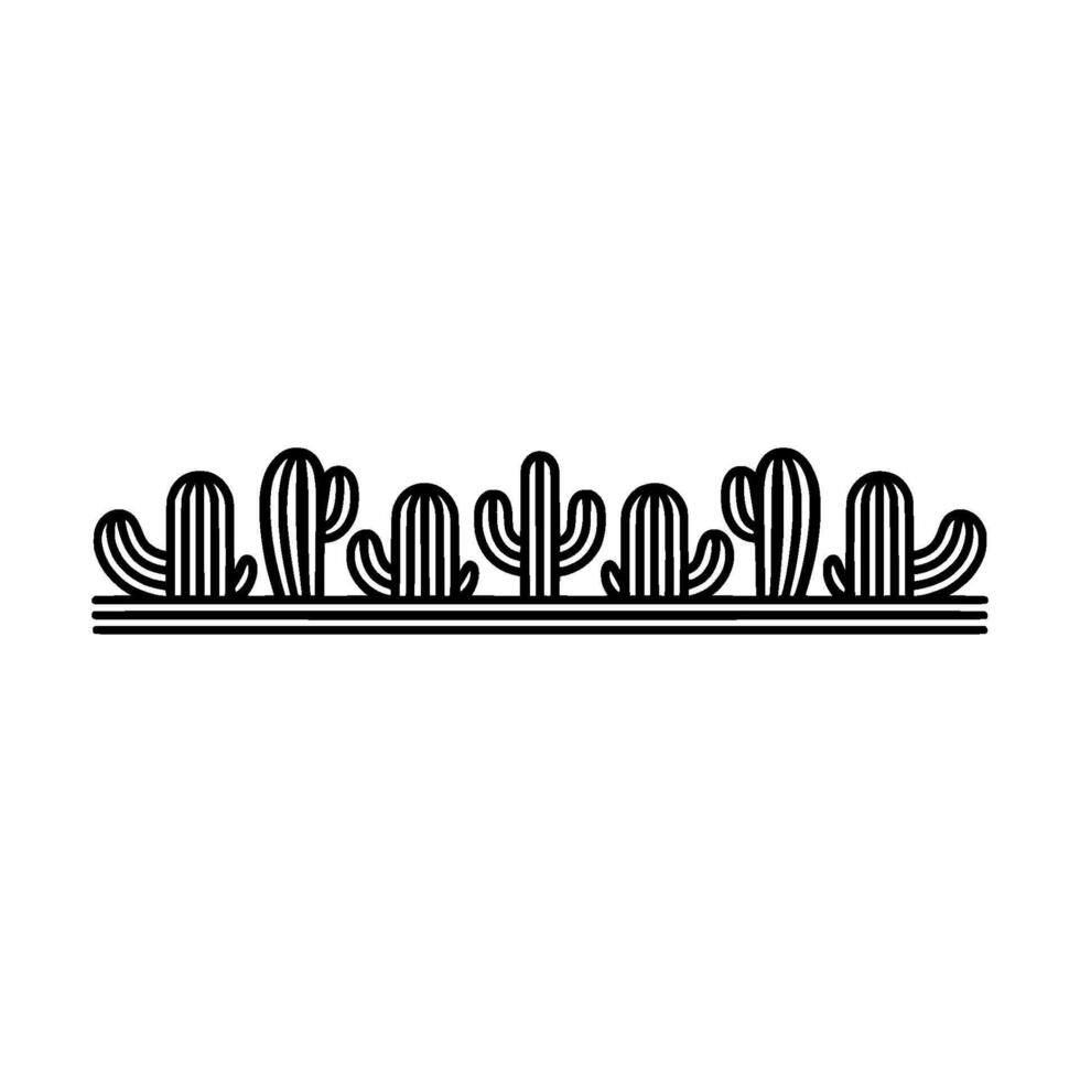 Minimalist Cactus Border in Black and White vector