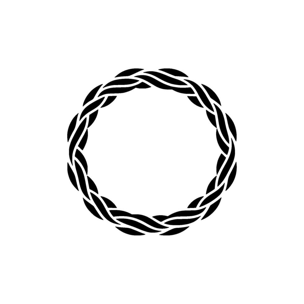 Braided Circle Frame Minimalist Black and White vector
