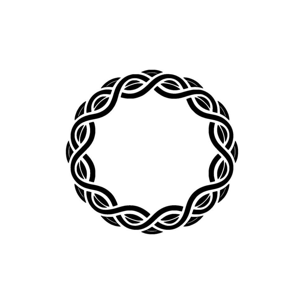 Intricate Black Wreath, Celtic Knotwork on White Background vector