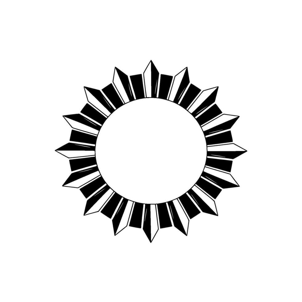 Geometric Sunburst , Black and White Minimalist Emblem vector