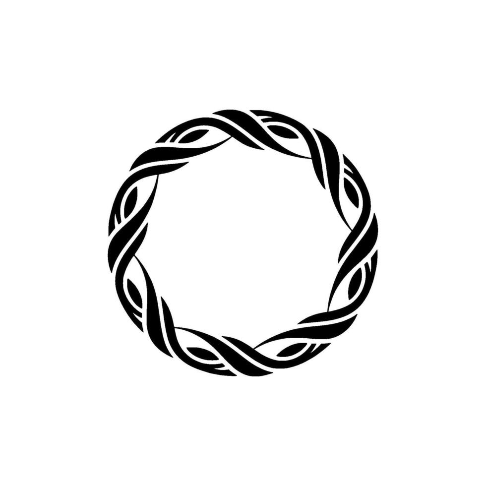 Abstract Braided Circle , Black on White, Minimalist vector