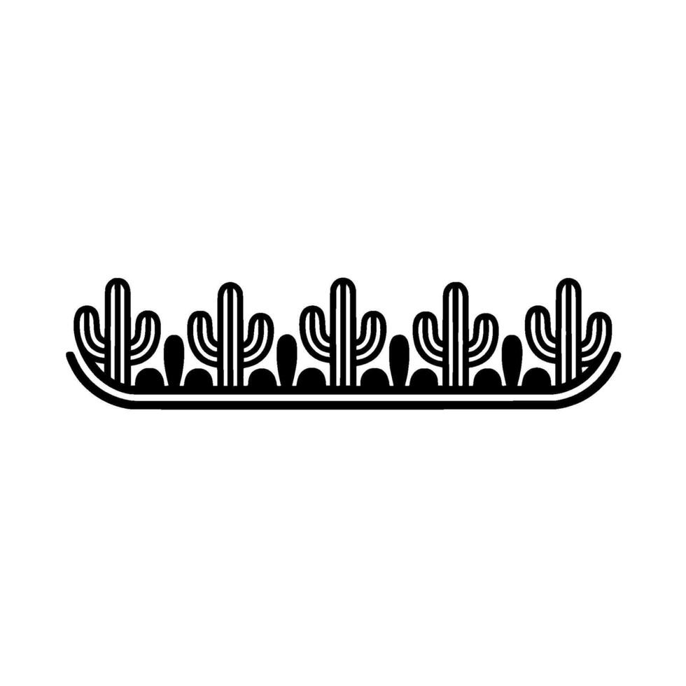 Stylized Line Art Cactus Border vector
