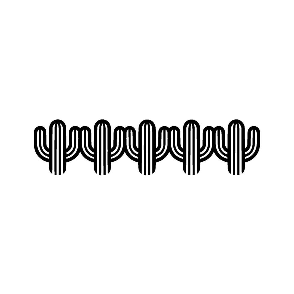 Minimalist Cactus Border , Black and White, Modern vector