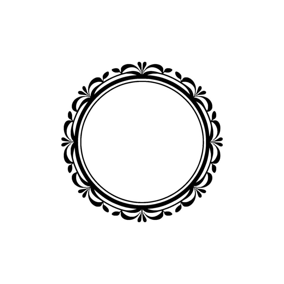Ornate Circular Frame with Flourishes on Neutral Background vector