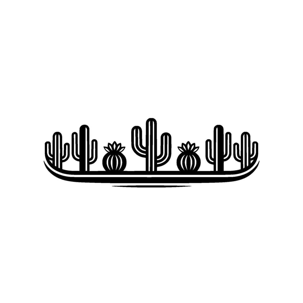 Minimalist Cactus Border Illustration Desert Plant vector
