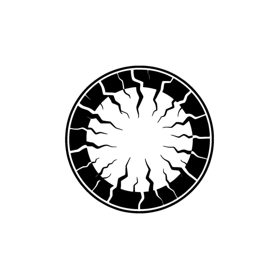 Cracked Circle Emblem Abstract , Black White, Destruction Concept vector