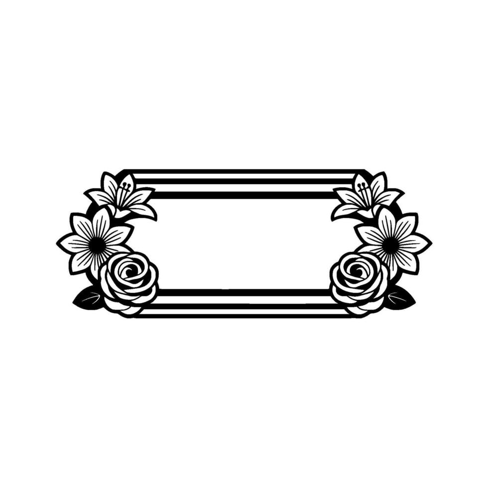 Floral Frame with Blank Space - Elegant Black and White vector