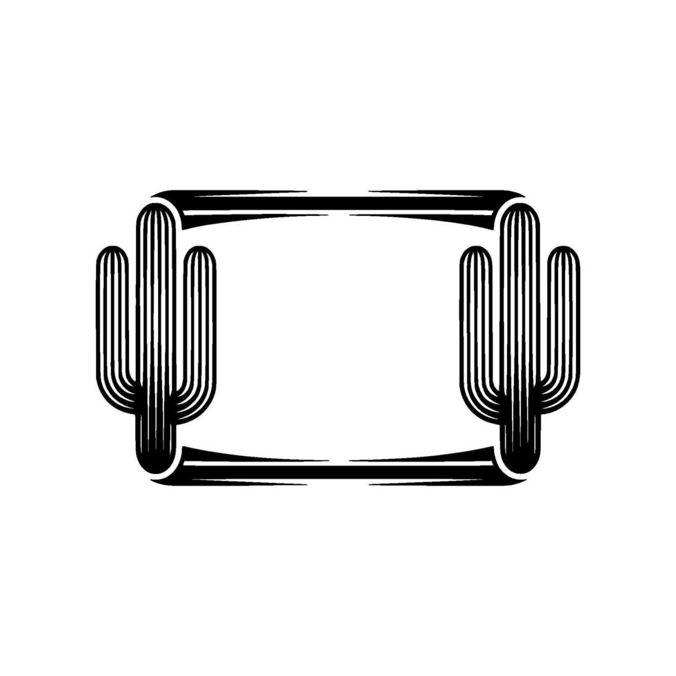 Stylized Cactus Frame - Minimalist Desert vector