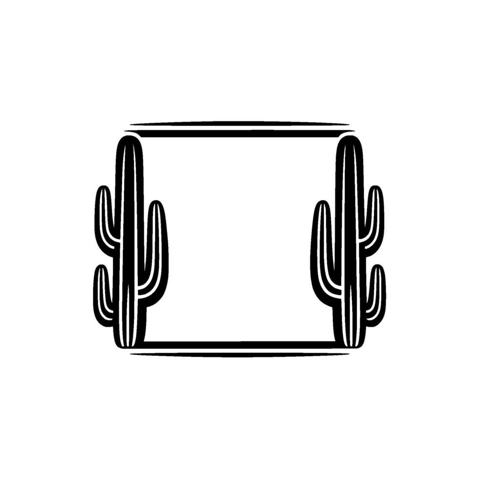 Minimalist Cactus Frame - Black and White Desert Border vector