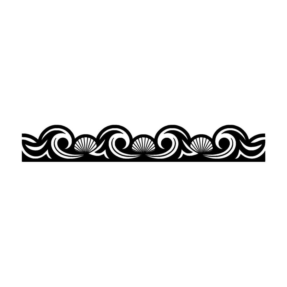 Elegant Black White Wave Pattern Border Element vector