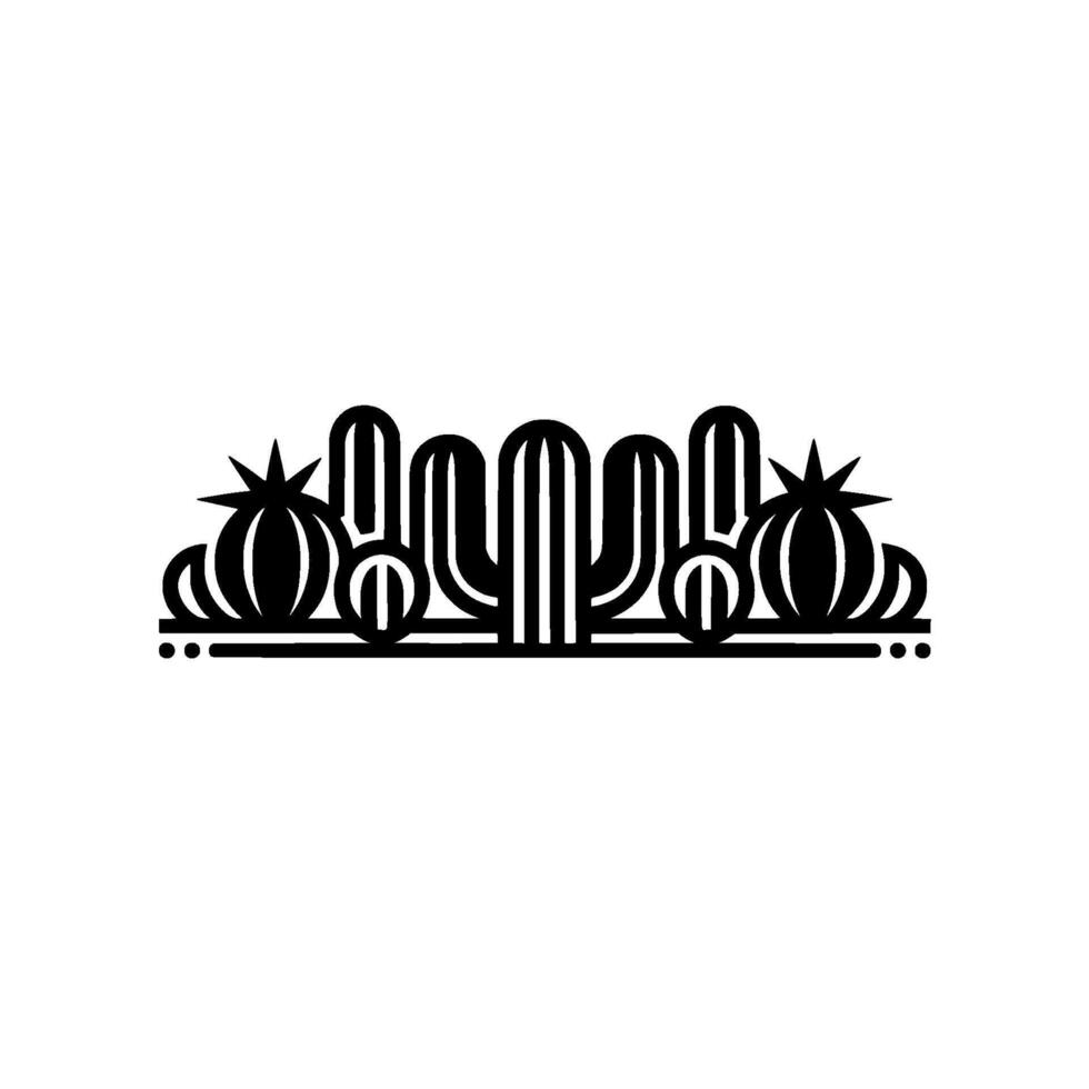 Minimalist Desert Landscape Cactus Spherical Plants Emblem vector