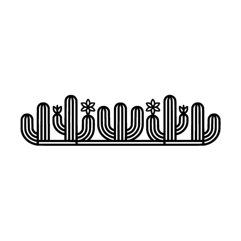 Minimalist Cactus Line Art Illustration Desert Flora vector
