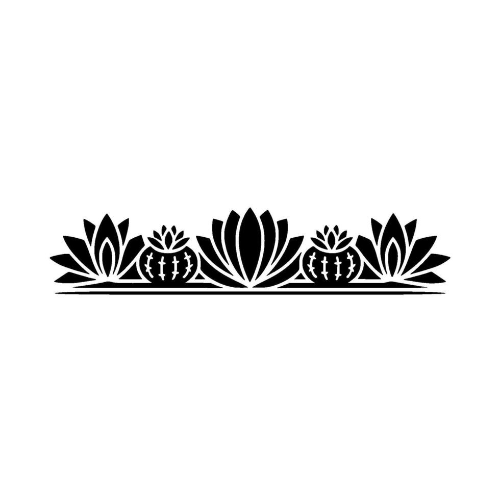 Elegant Floral Border in Black, Minimalist Style, Illustration vector